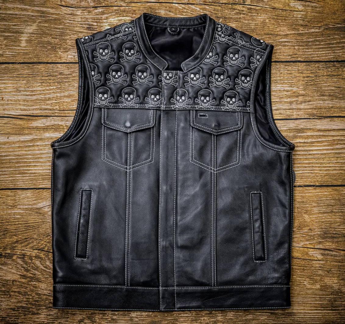 Hunt Club Men's Custom Club Style Skull Padded Motorcycle