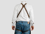 Mens Premium Full Grain Distressed Leather Apron With Split Leg Pockets & Tool Holder
