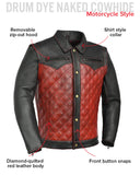 Hunt Club Men's Redstrike Red Leather Motorcycle Concealed Carry Jacket