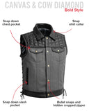 Men Club Style Iron Nomad  Leather And Denim Combo Motorcycle Concealed Carry Leather Vest