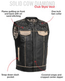 Inferno Rogue BLAZING FLAMES Men's Perforated Hunt Club Leather Vest Motorcycle Biker Concealed Carry
