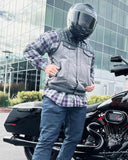 Men Club Style Iron Nomad  Leather And Denim Combo Motorcycle Concealed Carry Leather Vest