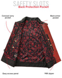 Kingsnake Embossed Men's Braided Red Motorcycle Concealed Carry Leather Vest