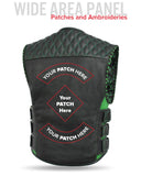 Men's Tactical Style Padded Emerald Motorcycle Leather Vest Concealed Carry