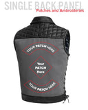 Men Club Style Iron Nomad  Leather And Denim Combo Motorcycle Concealed Carry Leather Vest