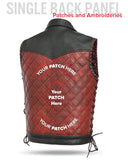 Kingsnake Embossed Men's Braided Red Motorcycle Concealed Carry Leather Vest