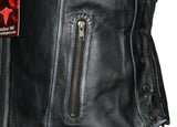 Ladies Braided Side Laces Motorcycle Black Leather Concealed Carry Vest