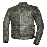 Men Distressed Brown Motorcycle Biker Style Concealed Carry Leather Jacket