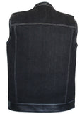 Men Leather and Denim Biker Club Style Motorcycle Concealed Carry Vest