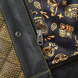 Kingsnake Embossed Men's Braided Gold Motorcycle Concealed Carry Leather Vest