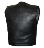 Mens Paisley Black Lowside Club Style Motorcycle Concealed Carry Leather Vest