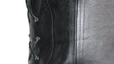 Ladies Black Braided Side Laces Motorcycle Biker Leather Concealed Carry Vest