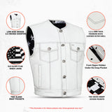 Mens Eagle Shell – Lowcut Men’s Motorcycle Leather Vest Concealed Carry