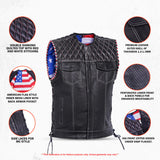 Star Shield Men's Perforated Padded Leather Vest Concealed Carry