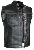 Men Club Style Perforated Paisley Liner Motorcycle Concealed Carry Leather Vest