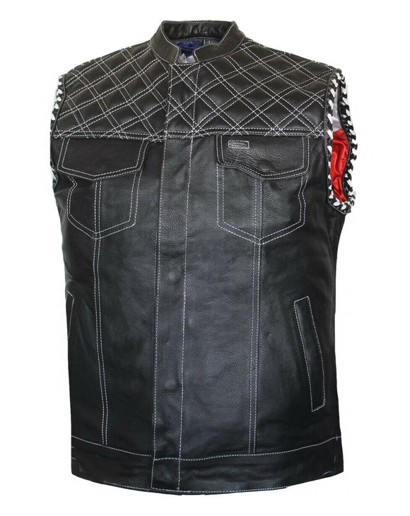 Men Club Style Padded US Eagle Liner Motorcycle Concealed Carry Leather Vest Small