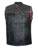 Men Club Style Padded US Eagle Liner Motorcycle Concealed Carry Leather Vest