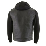 MEN'S MOTORCYCLE BIKER LEATHER VEST JACKET W/DETACHABLE HOODIE CONCEALED CARRY