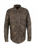 Mens Motorcycle Casual Brown Light Weight Shirt