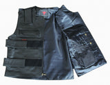 Mens Bullet Proof Tactical Style Motorcycle Concealed Carry Leather Vest