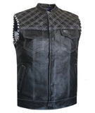 Men Club Style Padded US Eagle Liner Motorcycle Concealed Carry Leather Vest