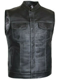 Men Club Style Perforated Paisley Liner Motorcycle Concealed Carry Leather Vest