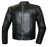 Mens Black Leather Biker Style Motorcycle Concealed Carry Jacket