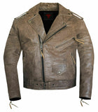 Men Brown Classic Motorcycle Biker Style Concealed Carry Suede Leather Jacket