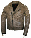 Men Brown Classic Motorcycle Biker Style Concealed Carry Suede Leather Jacket