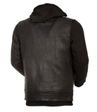 MEN'S MOTORCYCLE BIKER LEATHER VEST JACKET W/DETACHABLE HOODIE CONCEALED CARRY