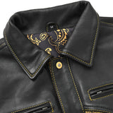Kingsnake Embossed Men's Braided Gold Motorcycle Concealed Carry Leather Vest