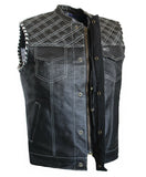 Men Club Style Padded US Eagle Liner Motorcycle Concealed Carry Leather Vest