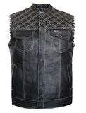 Men Club Style Padded US Eagle Liner Motorcycle Concealed Carry Leather Vest