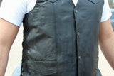 Men Classic Side Laces Motorcycle Biker Concealed Carry Leather Vest S-7XL