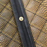 Kingsnake Embossed Men's Braided Gold Motorcycle Concealed Carry Leather Vest
