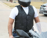 Men Classic Side Laces Motorcycle Biker Concealed Carry Leather Vest S-7XL