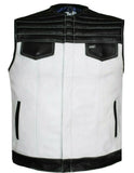 Mens Club Style White US Eagle Liner Motorcycle Concealed Carry Leather Vest