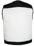 Mens Club Style White US Eagle Liner Motorcycle Concealed Carry Leather Vest