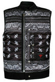 Men Club Style Perforated Paisley Liner Motorcycle Concealed Carry Leather Vest