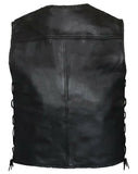 Mens Fish Hook Braided Motorcycle Biker Concealed Carry Leather Vest S-4XL