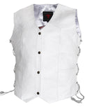 Ladies Side Laces Motorcycle White Leather Concealed Carry Vest