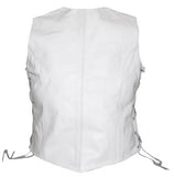 Ladies Side Laces Motorcycle White Leather Concealed Carry Vest