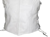 Ladies Side Laces Motorcycle White Leather Concealed Carry Vest