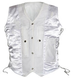 Ladies Side Laces Motorcycle White Leather Concealed Carry Vest