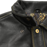 Kingsnake Embossed Men's Braided Gold Motorcycle Concealed Carry Leather Vest