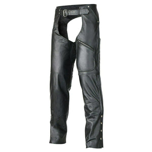 MEN BIKER PANTS STYLE BLACK RIDING ALL SEASON MOTORCYCLE LEATHER CHAPS S-6XL