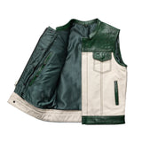 Hunt Club Croc Green Leather Men's Motorcycle Concealed Carry Leather Vest