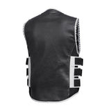 Blackline Men's Tactical Style Padded Motorcycle Leather Vest Concealed Carry