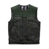 Hunt Club Style Diamond Stitched Green Men's Club Motorcycle Concealed Carry Leather Vest