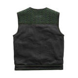 Hunt Club Style Diamond Stitched Green Men's Club Motorcycle Concealed Carry Leather Vest